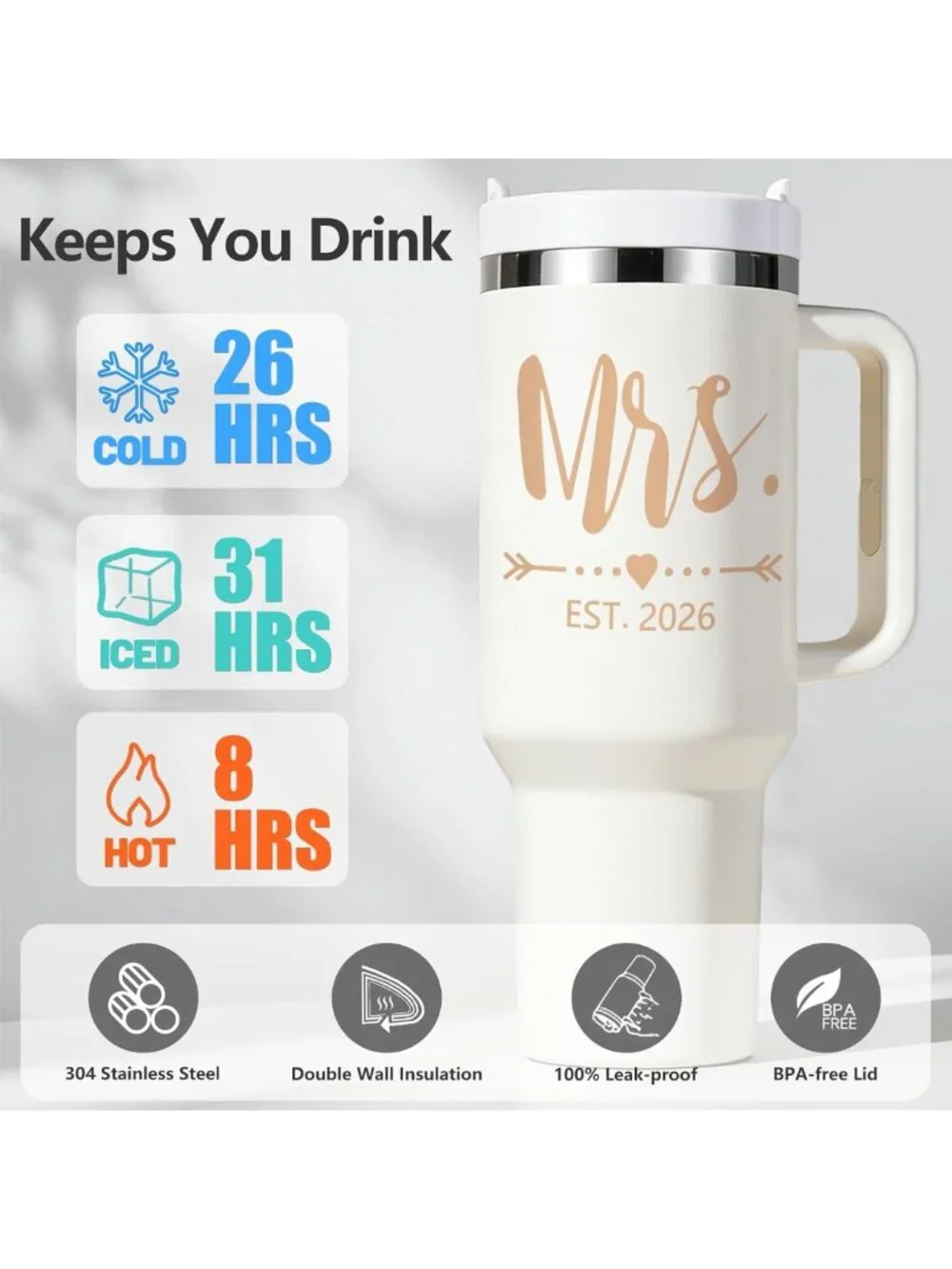 Personalized Wedding Gifts for Couples 2026 - Mr & Mrs Tumblers Set, Unique Gift